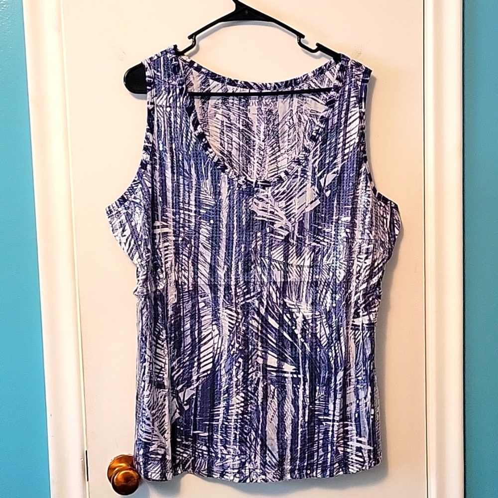 Sequined blue tank top